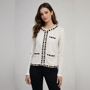 Cabi White Gabrielle Cardigan Small